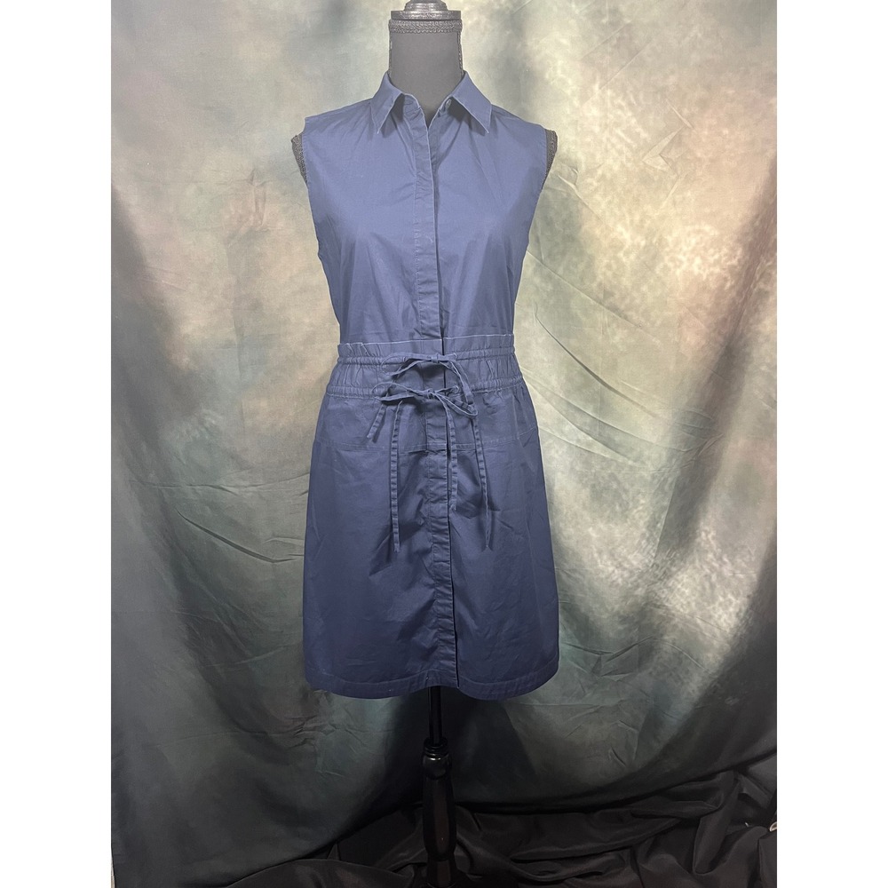 3.1 Phillip Lim Navy Blue Sleeveless Drawstring Waist Shirt Dress Size 2